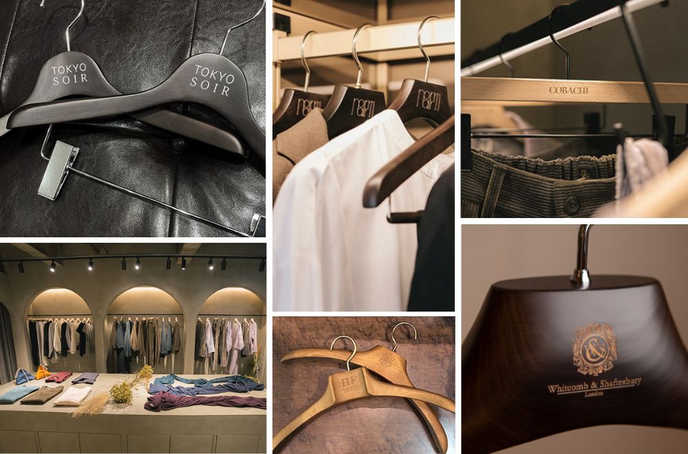 Custom branded hanger work for international fashion brands