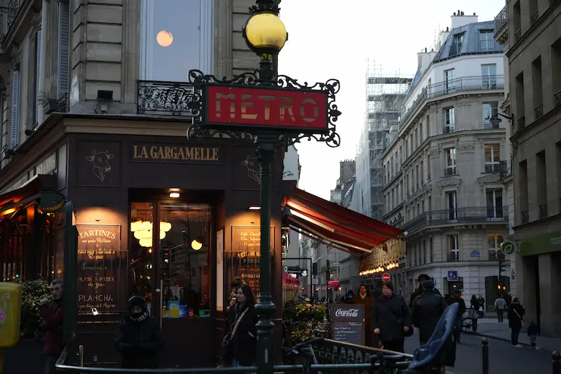 Exterior of a retro Parisian bistro