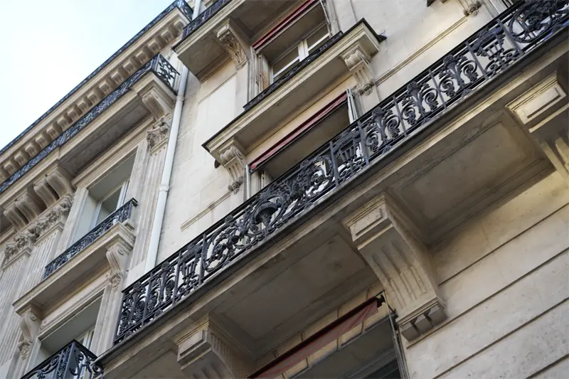 Typical Parisian building with balconies