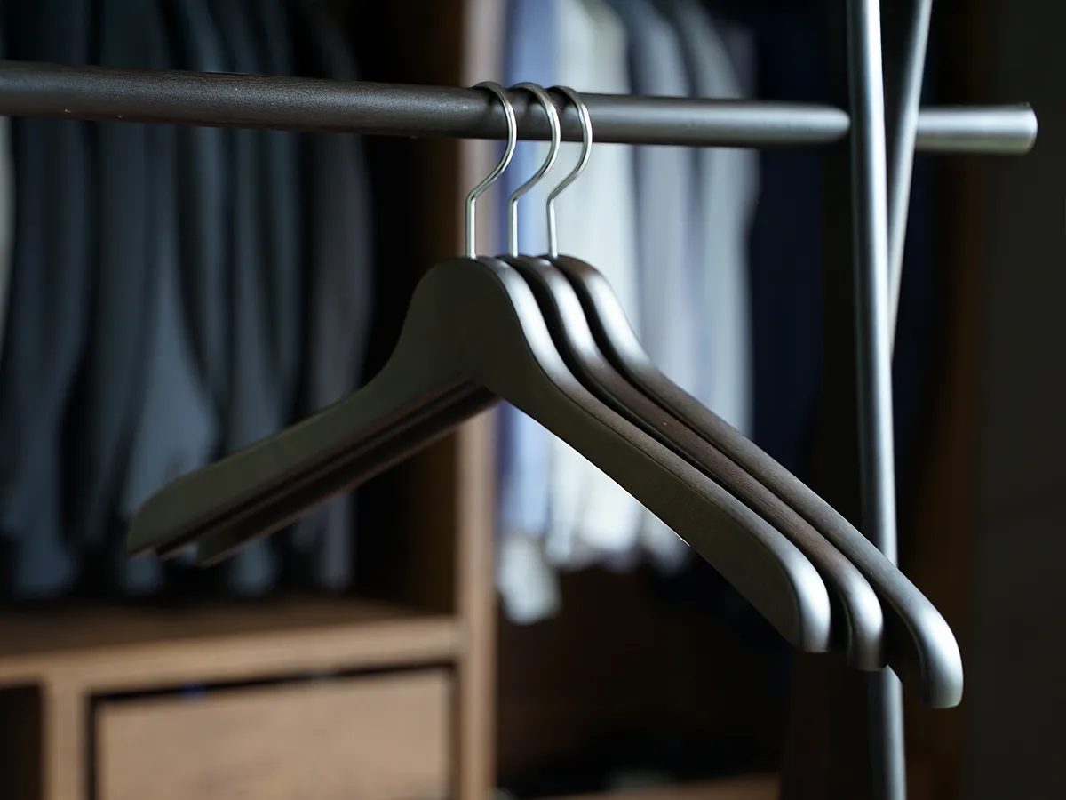 Hangers of different sizes are hanging